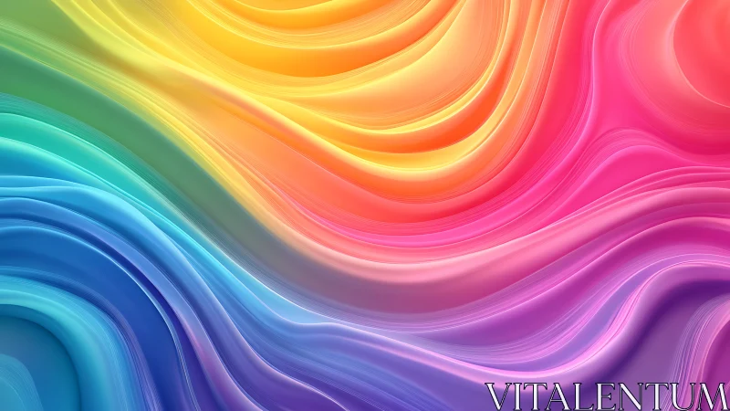 Chromatic waves curl like molten rainbow silk in motion