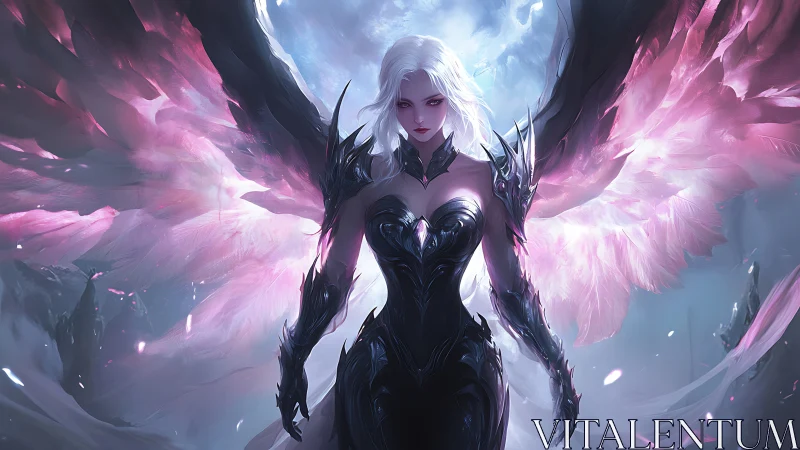 Celestial warborn seraph in dark bio-ornate flight armor.