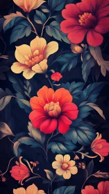 Blooming Garden Against Dark Night Sky.