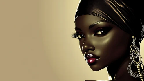 High-gloss digital portrait renders stylized woman in side profile