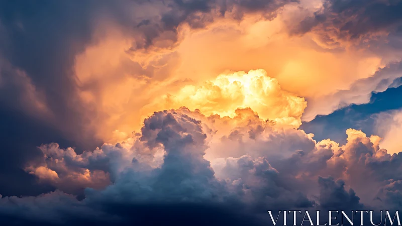 Dramatic cumulonimbus sunset cloudscape with vivid contrast.