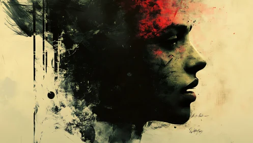 Midnight thoughts blooming in a painted profile dreamscape.