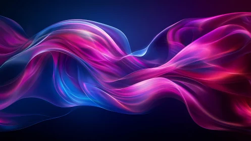 Neon light waves flow across deep gradient background.