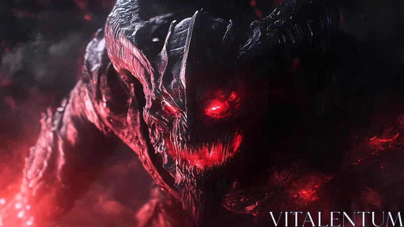 Infernal ember titan grins through molten shadowed armor.