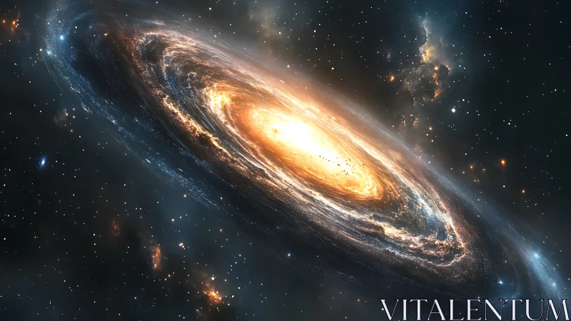 Spiral galaxy with luminous core in deep star field.