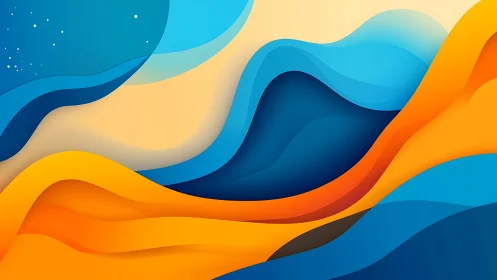Tidal ribbons of sun and sea flowing in layered abstraction.