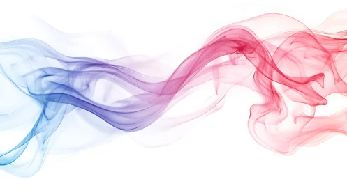 Colored translucent smoke waves on white background.