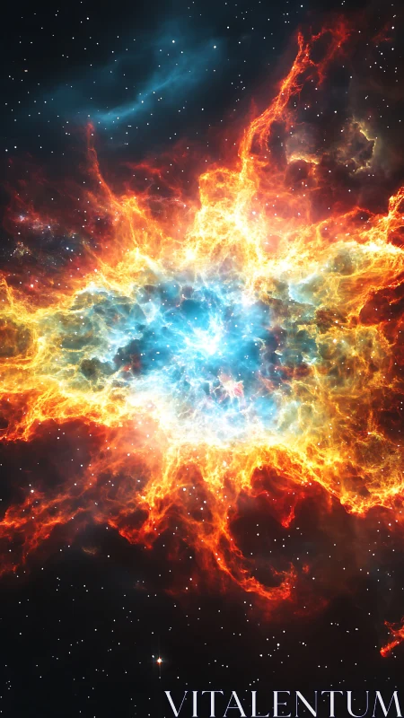 Radiant cosmic nebula glowing with fiery starlit color.