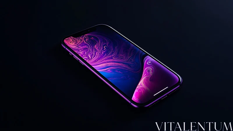 Modern smartphone with neon gradient display on dark background