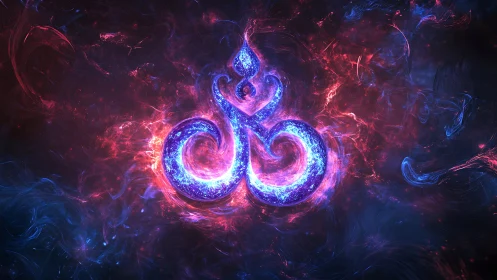 Neon cosmic sigil in luminous fractal energy field.