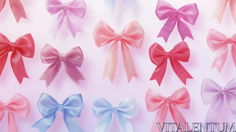 Chromatic mesh bows in grid-aligned pastel spatial array.