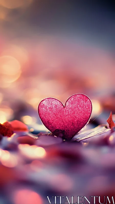 A Vibrant Pink Heart Glows Warmly Amid Soft Dreamy Light