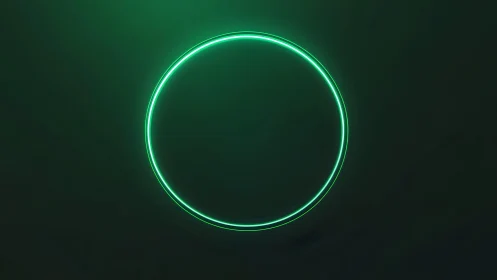 Glowing Neon Green Circle on Dark Background, Futuristic Minimalism.