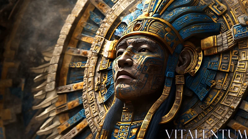 Sun-forged guardian in ornate Aztec clockwork regalia.