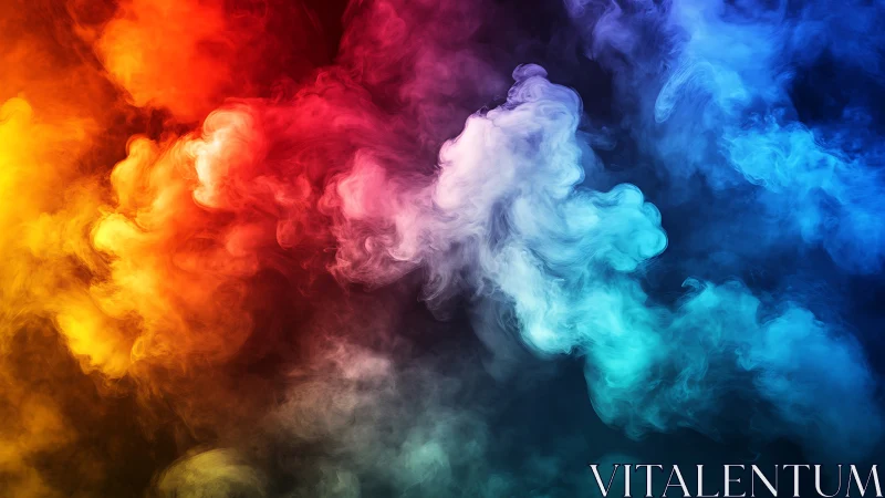 Multicolored smoke cloud gradient on dark background.