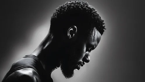 Pensive side profile captures quiet strength in monochrome light