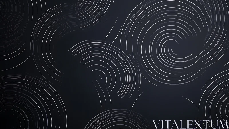 Minimalist concentric line spirals over dark gradient field.