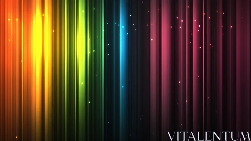 Vertical rainbow light beams form vivid abstract spectrum field