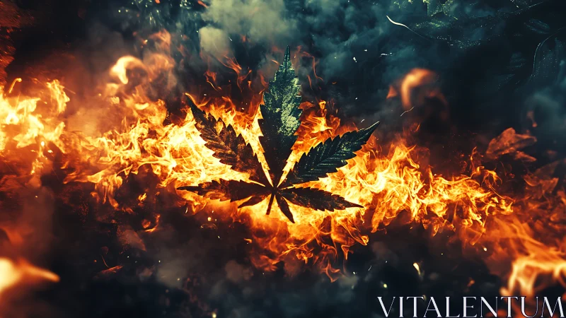 Blazing leaf carves a molten halo through rolling night smoke