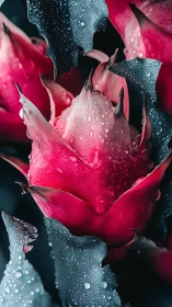 Dragon Fruit Glistens in Morning Dew.