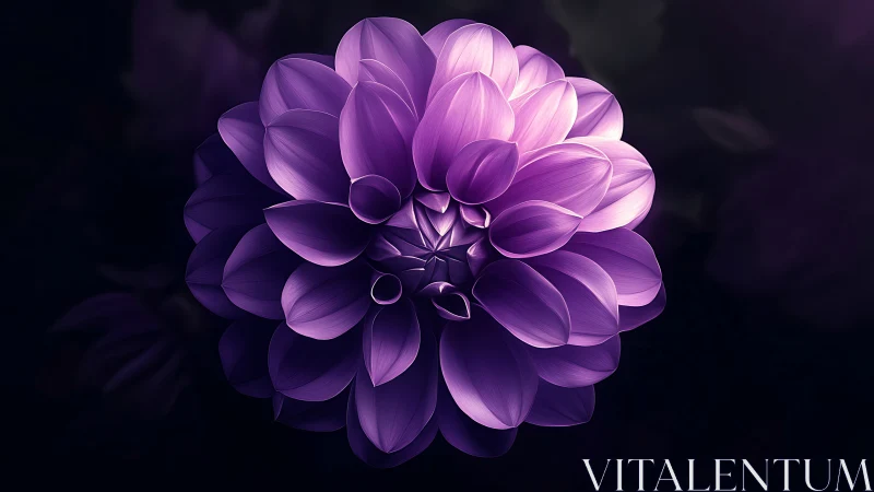 Luminous Purple Dahlia Blooms Against Darkness