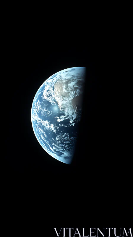 Terminator line divides partially sunlit Earth in space
