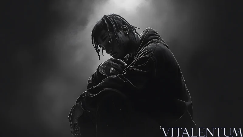 Moody monochrome portrait captures introspective street artist