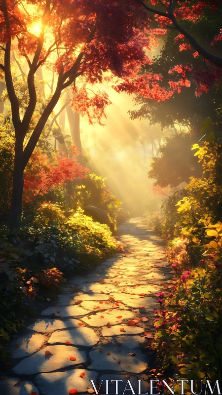 Sunlit autumn path quietly rehearses tomorrow’s golden glow