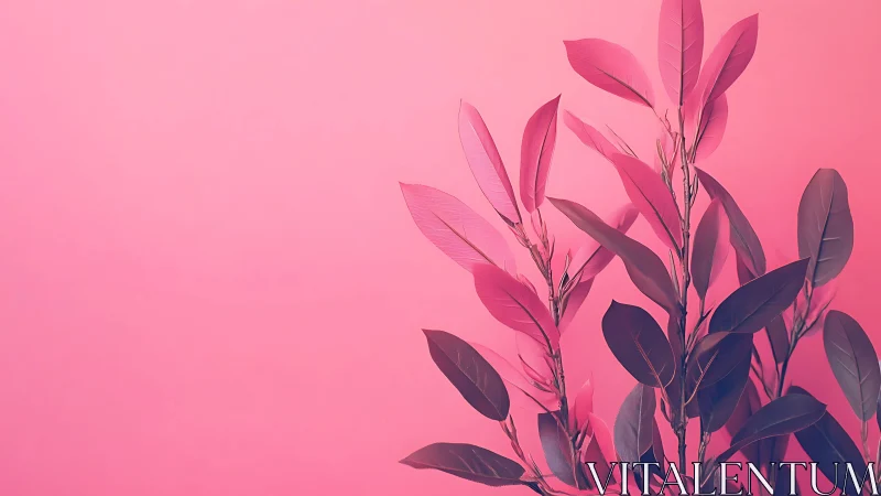 Pink foliage silhouette against soft monochrome backdrop.