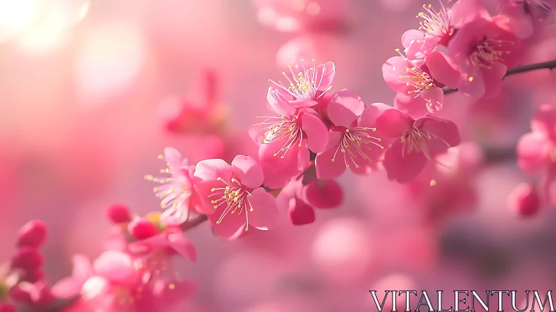 Pink Cherry Blossoms in Soft Focus Bloom.