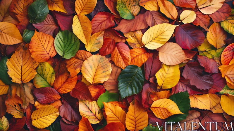 High-resolution macro study of multicolored autumn leaf litter