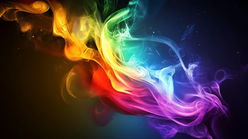 Radiant multicolor smoke swirls form luminous abstract wave