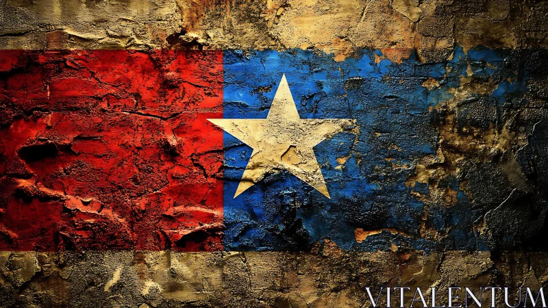 Textured Texas flag mural with distressed grunge surface treatment.