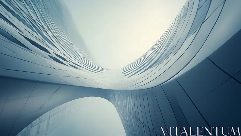 Graceful curved skyscraper lines rise toward soft sky light