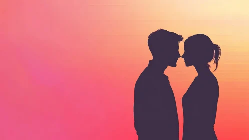 Two Souls Meeting in a Warm Sunset Embrace