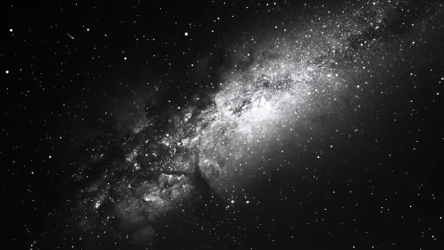 Monochrome long‑exposure capture shows dense star field