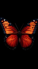 Midnight monarch unfurls molten wings against silent void