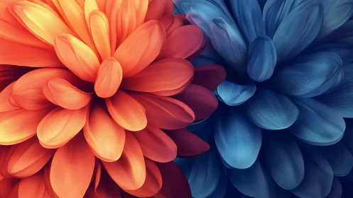 Chromatic Petals Dance: Opposite Hues Collide in Floral Symphony.