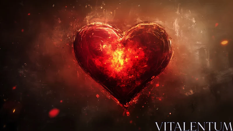 Incandescent Heart Form with Radiant Luminescence and Particle Dispersion