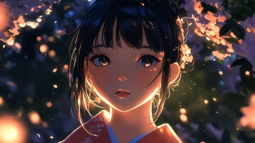 Fireflies borrow her gaze as twilight learns to glow