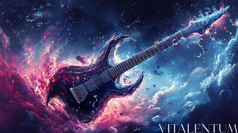 Stellar shredstorm guitar erupting through cosmic nebulae.