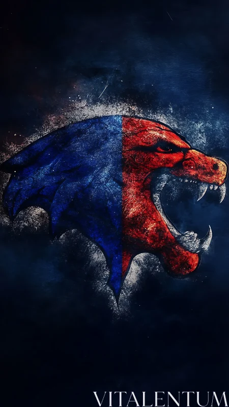 Roaring split-color panther emblem in deep night hues.