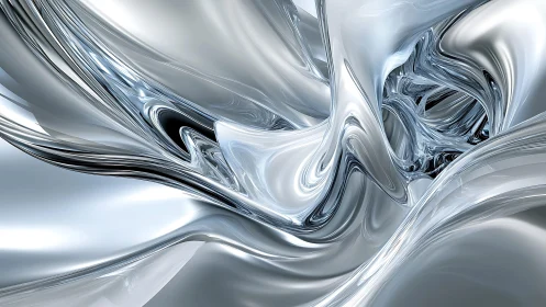 Abstract Metallic Swirl in Futuristic Digital Art Style.