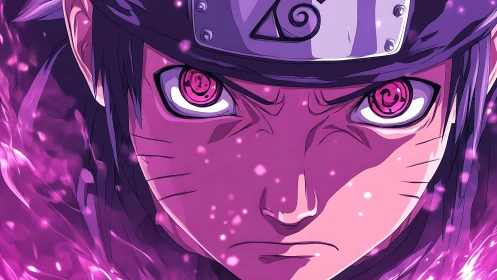 Anime close-up portrait with intense magenta energy aura.