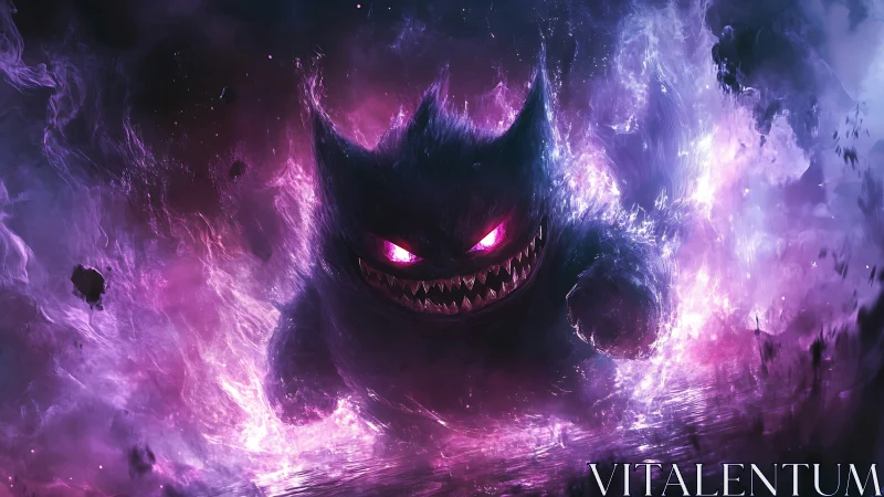 Ghostly shadow creature erupts from swirling violet energy.