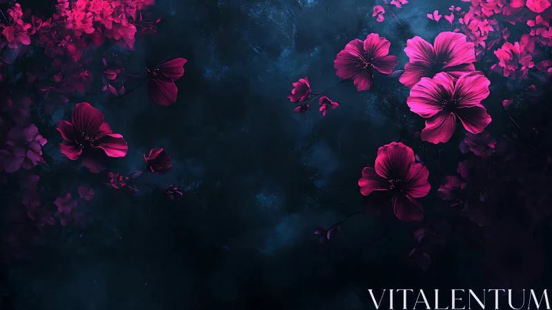 Neon Blooms Dance in Midnight Garden