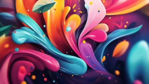 Vibrant liquid color swirls erupt in a dynamic abstract bloom
