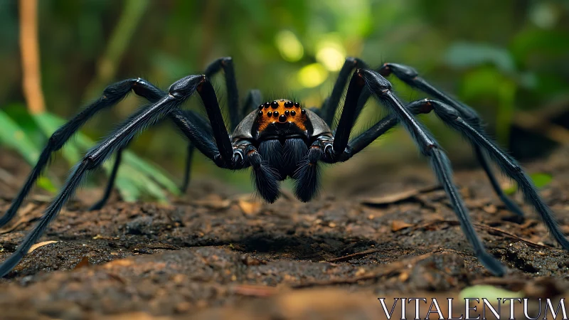Macro-depth terrestrial spider portrait with ocular focus.
