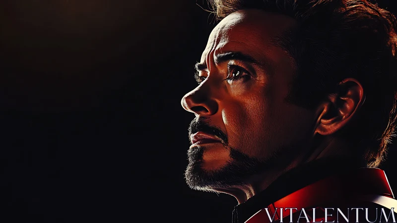 Profile portrait of armored man in dramatic side lighting