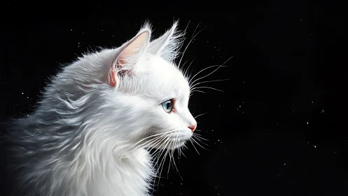Elegant White Cat with Captivating Blue Eyes